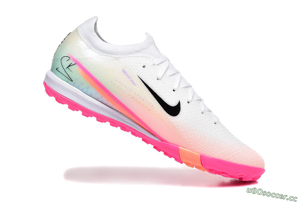 Unisex Nike Air Zoom Mercurial Vapor 16 Elite TF Artificial Turf Low-Tops Football Shoes - White/Black/Pink 4