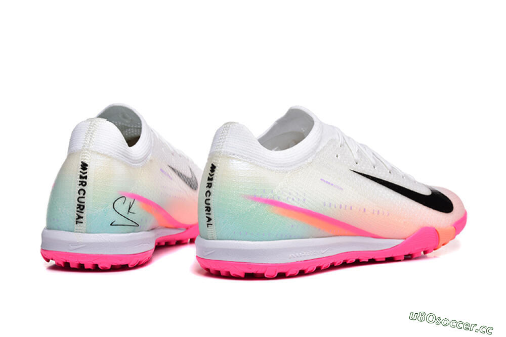 Unisex Nike Air Zoom Mercurial Vapor 16 Elite TF Artificial Turf Low-Tops Football Shoes - White/Black/Pink 5