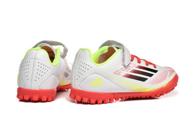 Kids Adidas F50 Elite TF Artificial Turf Low-Tops Football Shoes - White/Red/Yellow