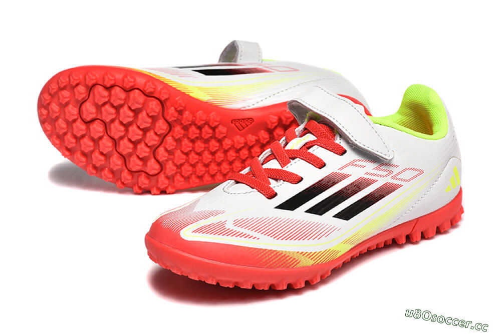 Kids Adidas F50 Elite TF Artificial Turf Low-Tops Football Shoes - White/Red/Yellow 3