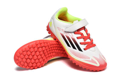 Kids Adidas F50 Elite TF Artificial Turf Low-Tops Football Shoes - White/Red/Yellow