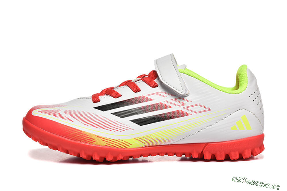 Kids Adidas F50 Elite TF Artificial Turf Low-Tops Football Shoes - White/Red/Yellow 0