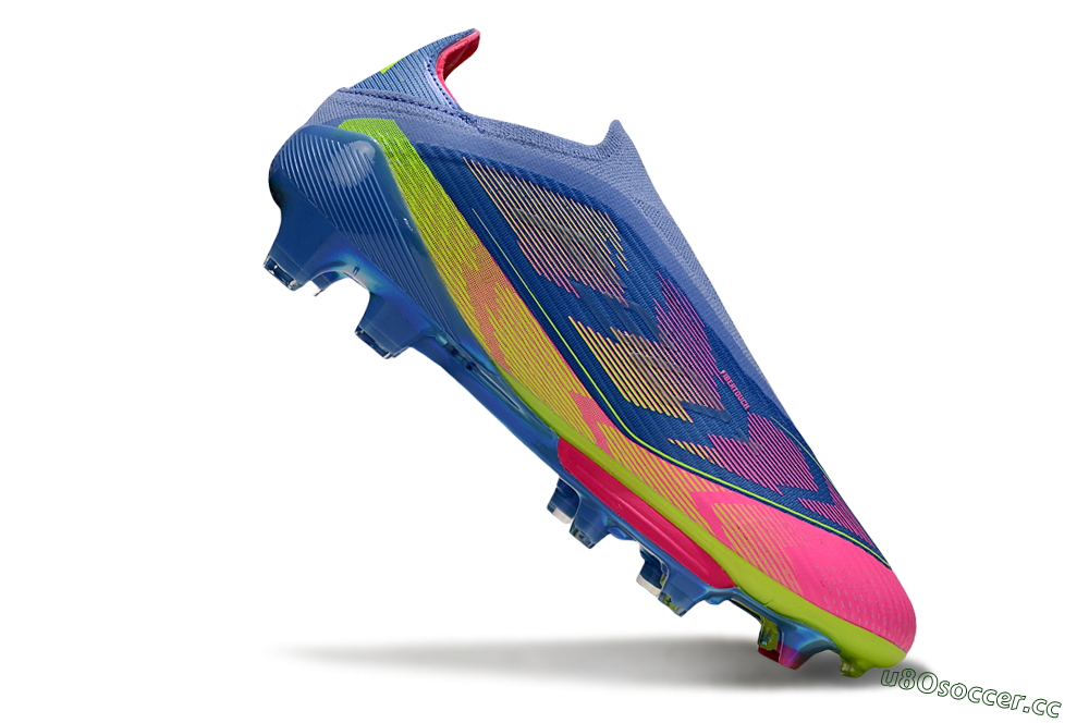 Unisex Adidas F50+ Elite Lightstrike Pro Laceless FG Firm Ground Low-Tops Football Boots - Blue/Pink/Yellow 5