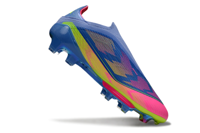 Unisex Adidas F50+ Elite Lightstrike Pro Laceless FG Firm Ground Low-Tops Football Boots - Blue/Pink/Yellow