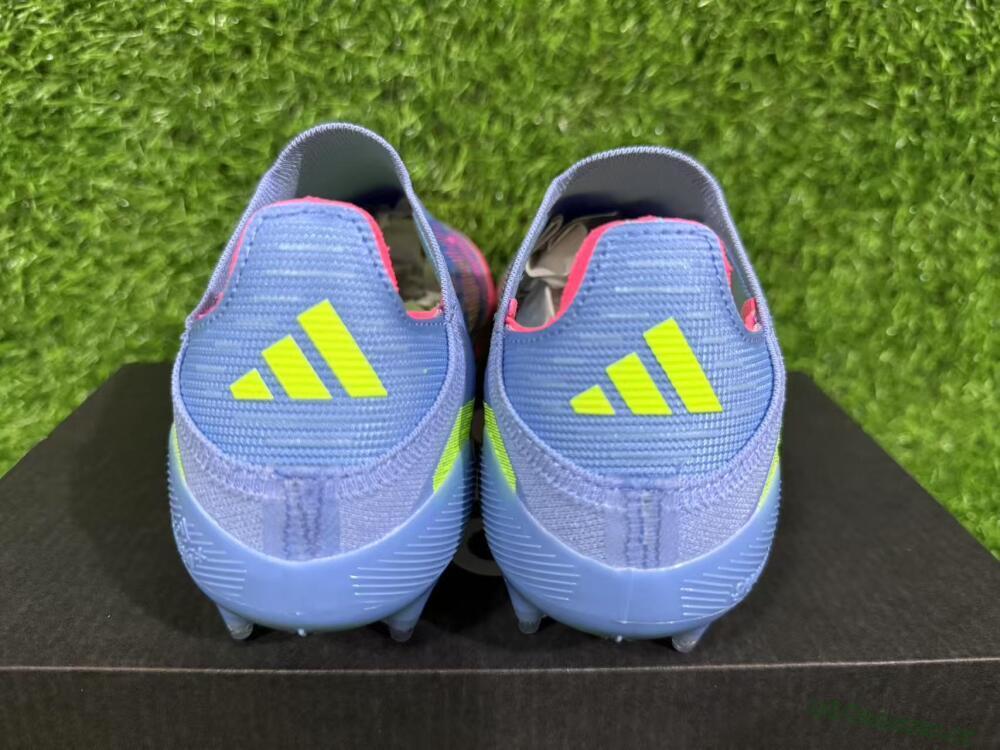 Unisex Adidas F50+ Elite Lightstrike Pro Laceless FG Firm Ground Low-Tops Football Boots - Blue/Pink/Yellow