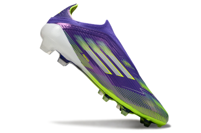 Unisex Adidas F50 Elite Laceless FG Firm Ground Low-Tops Football Boots - Purple/Yellow/White