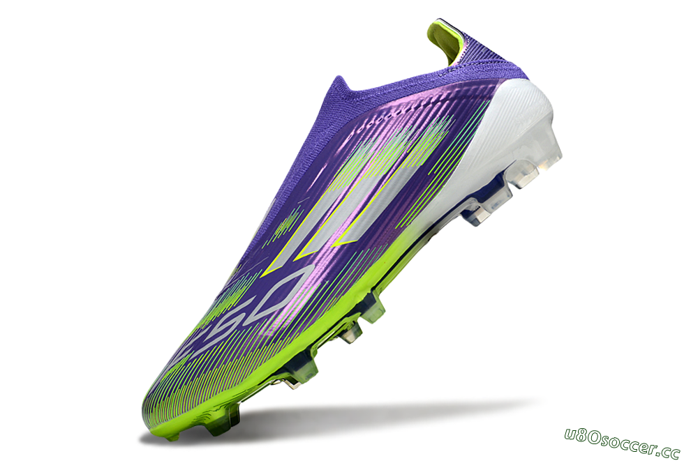 Unisex Adidas F50 Elite Laceless FG Firm Ground Low-Tops Football Boots - Purple/Yellow/White 6