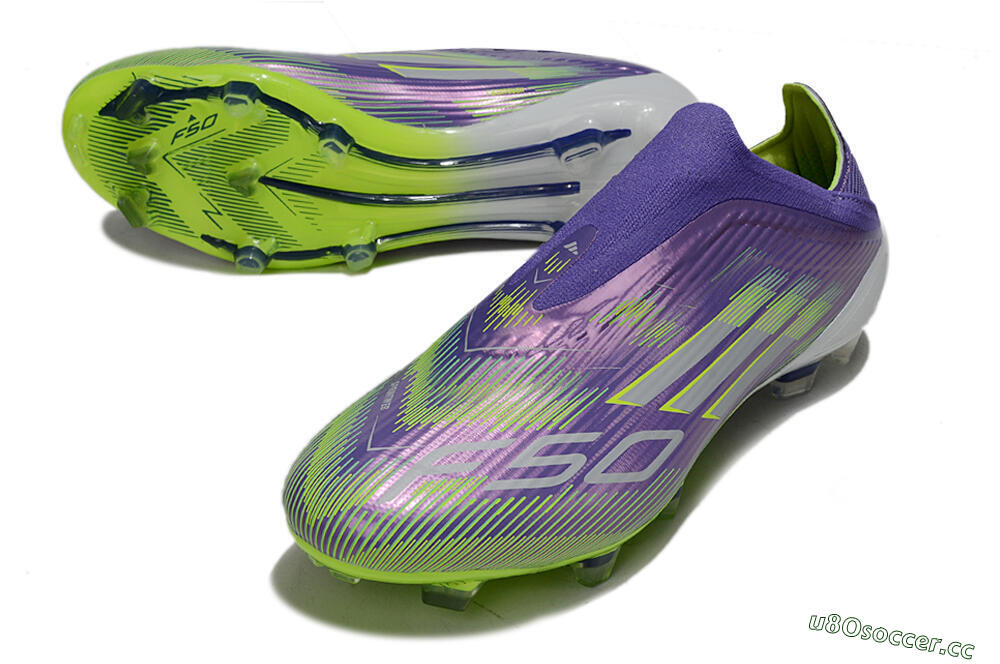 Unisex Adidas F50 Elite Laceless FG Firm Ground Low-Tops Football Boots - Purple/Yellow/White 3