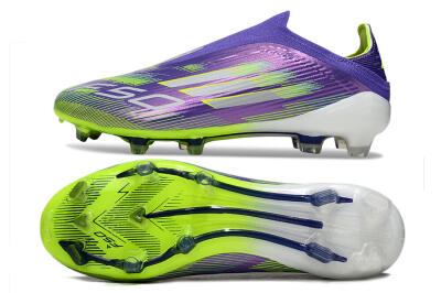 Unisex Adidas F50 Elite Laceless FG Firm Ground Low-Tops Football Boots - Purple/Yellow/White