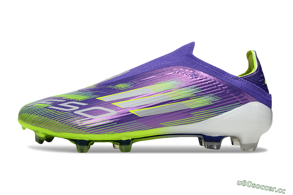 Unisex Adidas F50 Elite Laceless FG Firm Ground Low-Tops Football Boots - Purple/Yellow/White 0