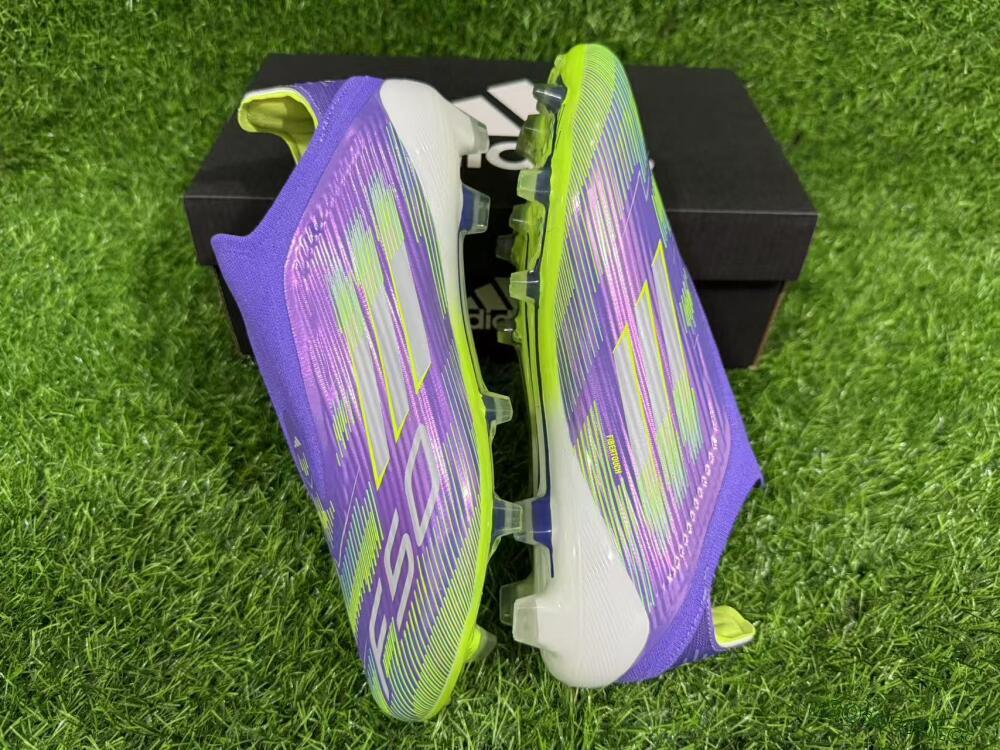 Unisex Adidas F50 Elite Laceless FG Firm Ground Low-Tops Football Boots - Purple/Yellow/White