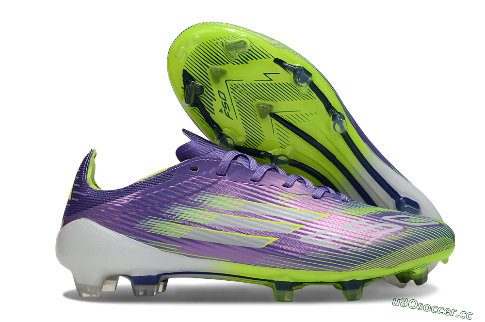 Unisex Adidas F50 Elite FG Firm Ground Low-Tops Football Boots - Purple/Yellow/White 2
