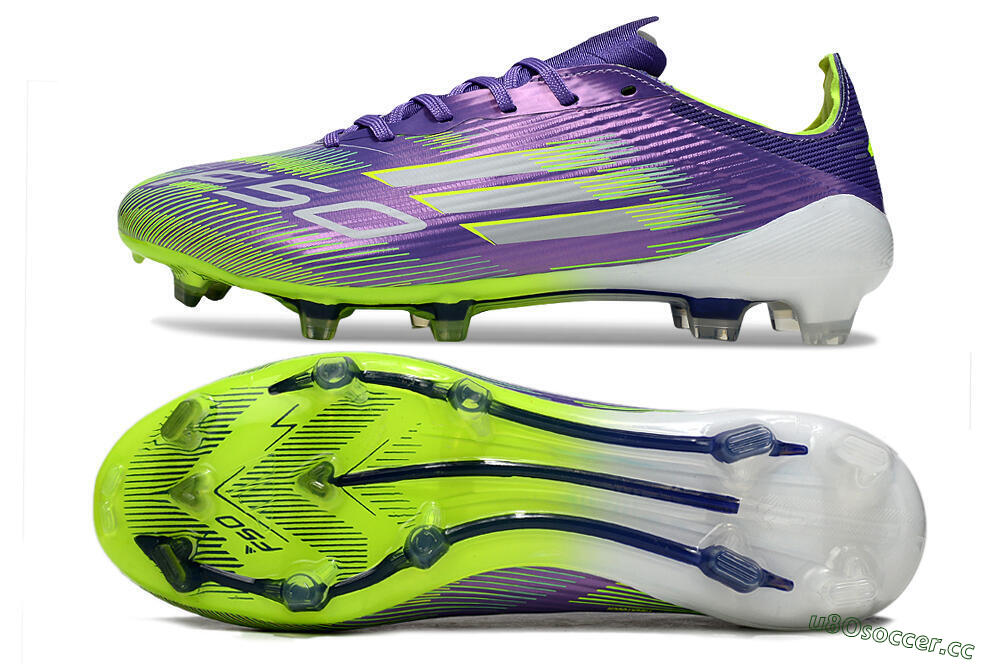 Unisex Adidas F50 Elite FG Firm Ground Low-Tops Football Boots - Purple/Yellow/White 1