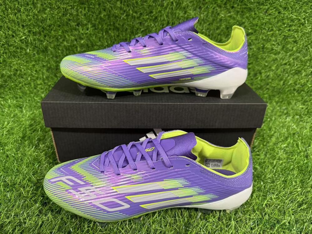 Unisex Adidas F50 Elite FG Firm Ground Low-Tops Football Boots - Purple/Yellow/White