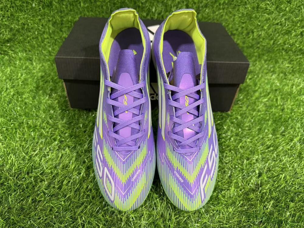 Unisex Adidas F50 Elite FG Firm Ground Low-Tops Football Boots - Purple/Yellow/White