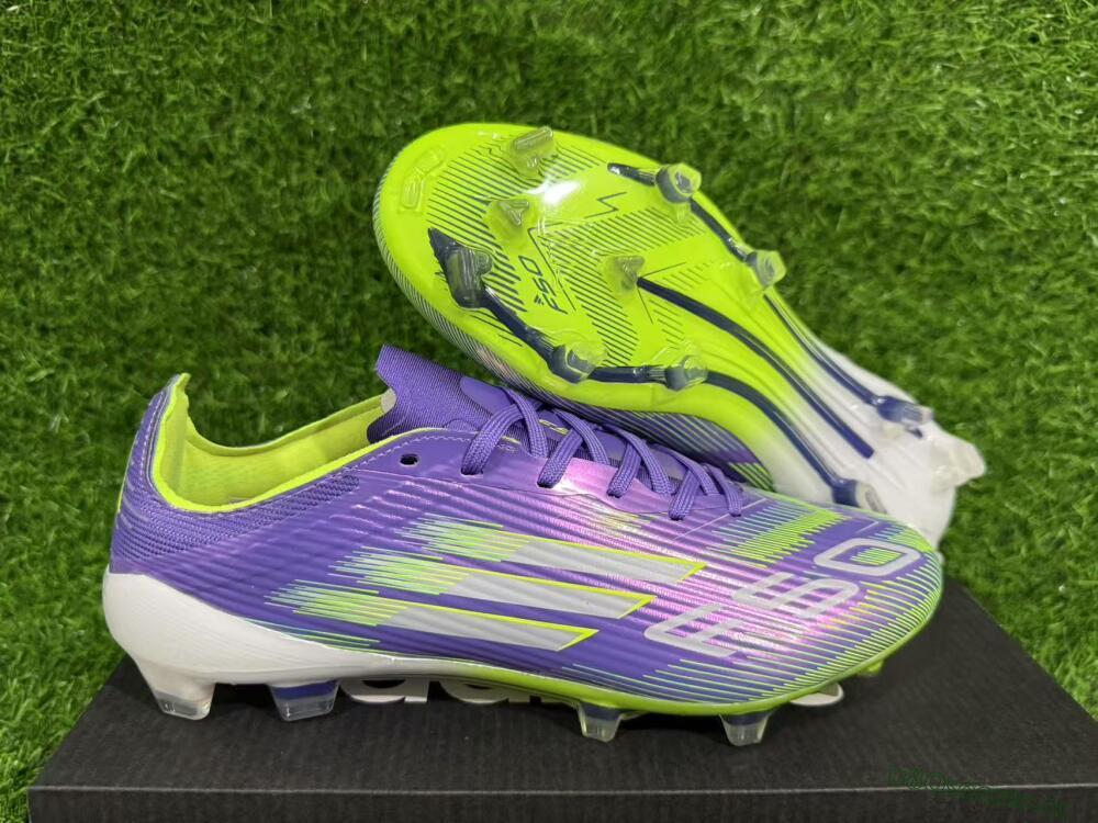 Unisex Adidas F50 Elite FG Firm Ground Low-Tops Football Boots - Purple/Yellow/White