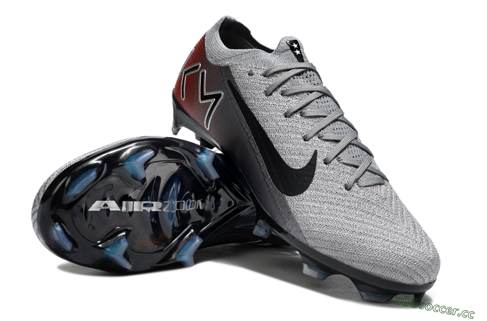 Men's KM x Nike Air Zoom Mercurial Vapor 16 Elite FG Firm Ground Low-Tops Football Boots - Grey/Black/Red 4
