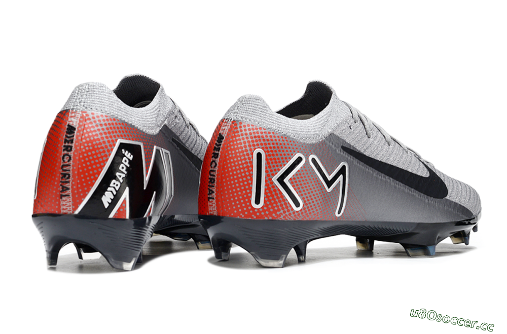 Men's KM x Nike Air Zoom Mercurial Vapor 16 Elite FG Firm Ground Low-Tops Football Boots - Grey/Black/Red 7