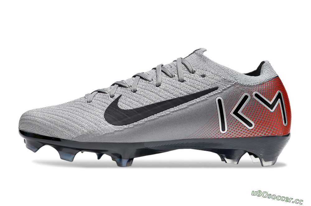 Men's KM x Nike Air Zoom Mercurial Vapor 16 Elite FG Firm Ground Low-Tops Football Boots - Grey/Black/Red 0