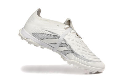 Unisex Adidas Predator 25 Elite Foldover Tongue TF Artificial Turf Low-Tops Football Boots - White/Silver/Blue