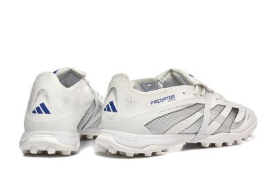 Unisex Adidas Predator 25 Elite Foldover Tongue TF Artificial Turf Low-Tops Football Boots - White/Silver/Blue
