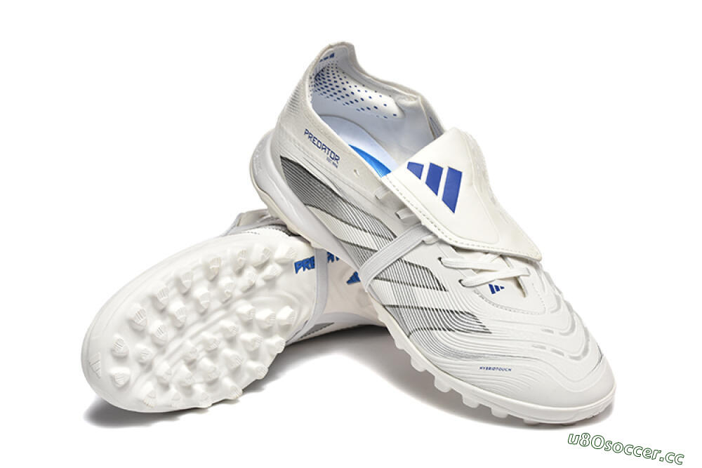 Unisex Adidas Predator 25 Elite Foldover Tongue TF Artificial Turf Low-Tops Football Boots - White/Silver/Blue 4