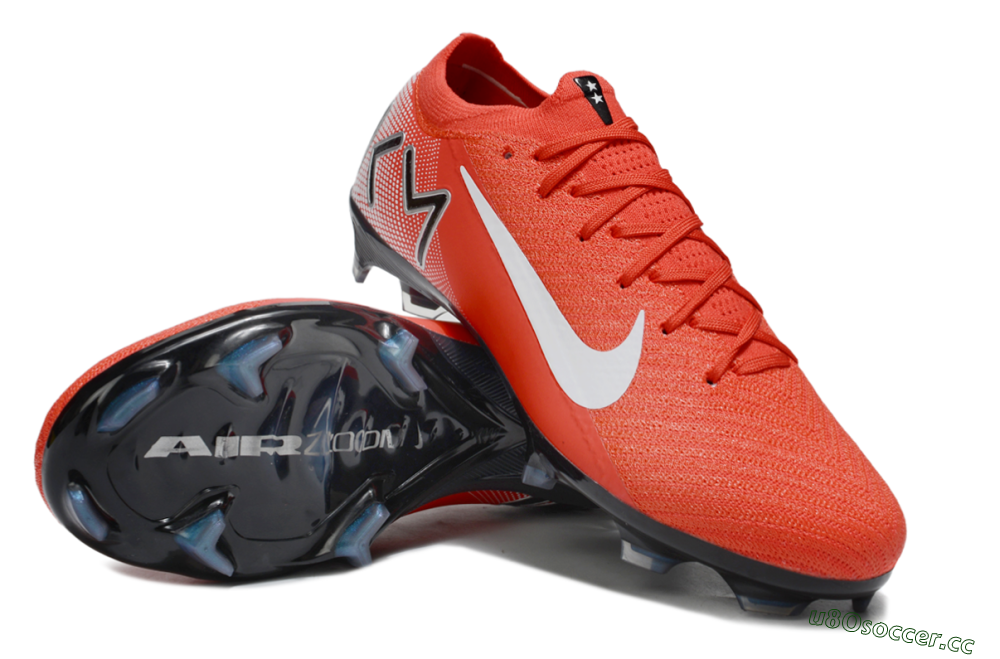 Men's KM x Nike Air Zoom Mercurial Vapor 16 Elite FG Firm Ground Low-Tops Football Boots - Red/White/Silver 4