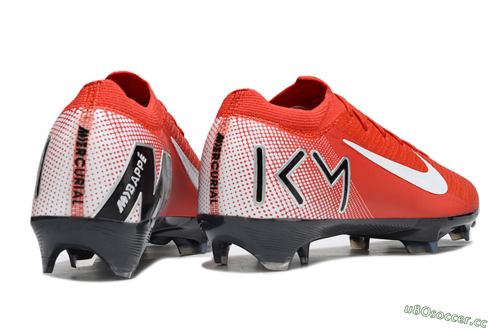 Men's KM x Nike Air Zoom Mercurial Vapor 16 Elite FG Firm Ground Low-Tops Football Boots - Red/White/Silver 7