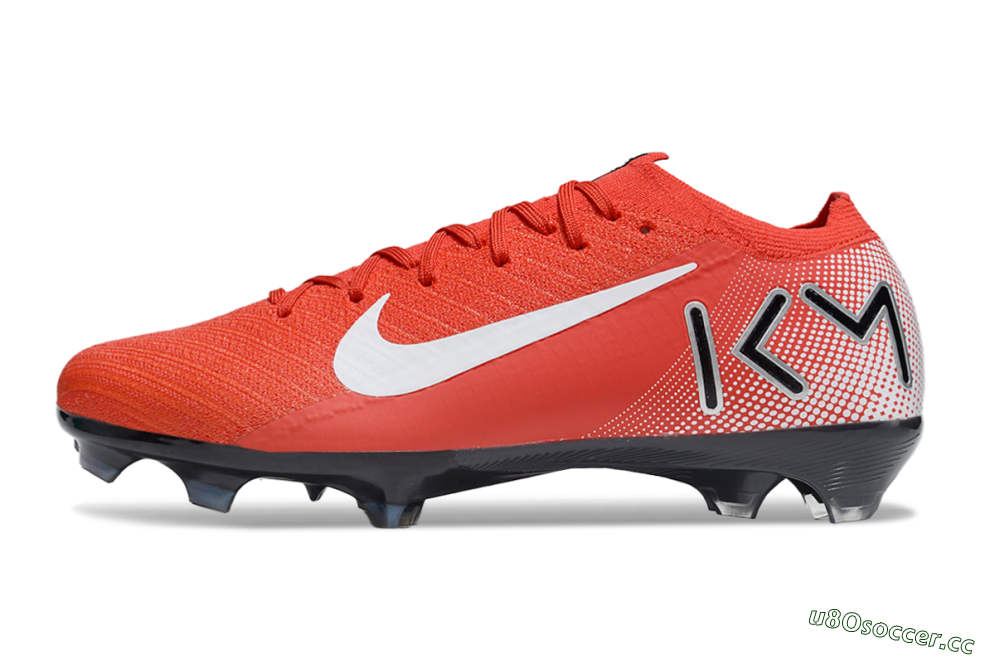 Men's KM x Nike Air Zoom Mercurial Vapor 16 Elite FG Firm Ground Low-Tops Football Boots - Red/White/Silver 0