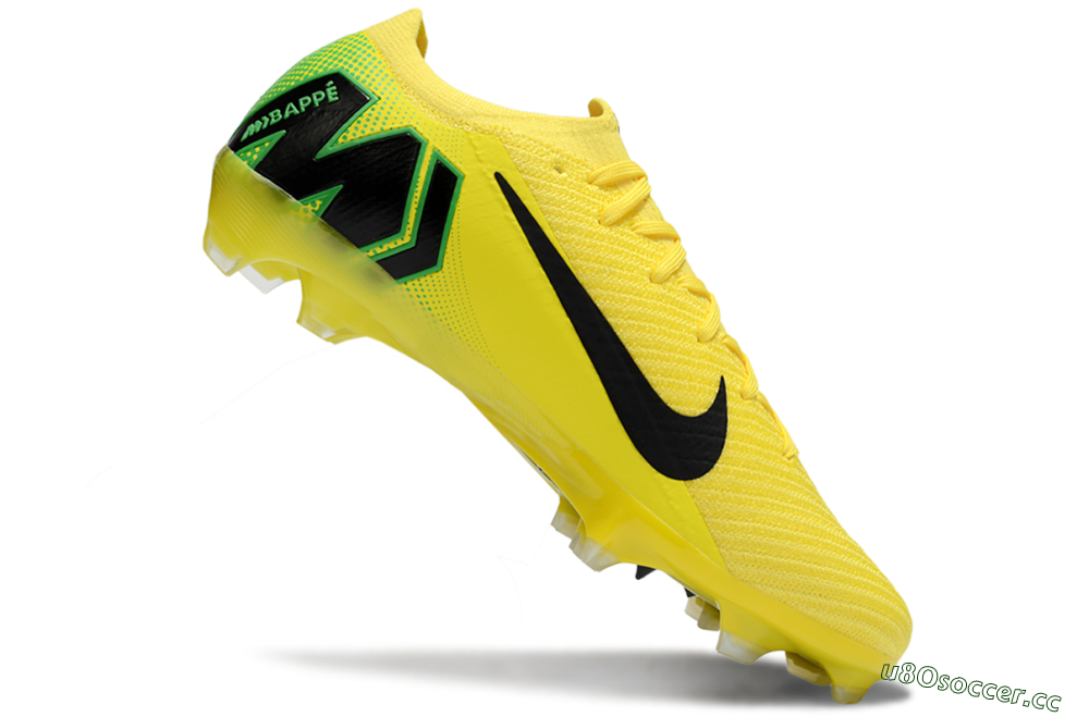 Men's KM x Nike Air Zoom Mercurial Vapor 16 Elite FG Firm Ground Low-Tops Football Boots - Yellow/Black/Green 5