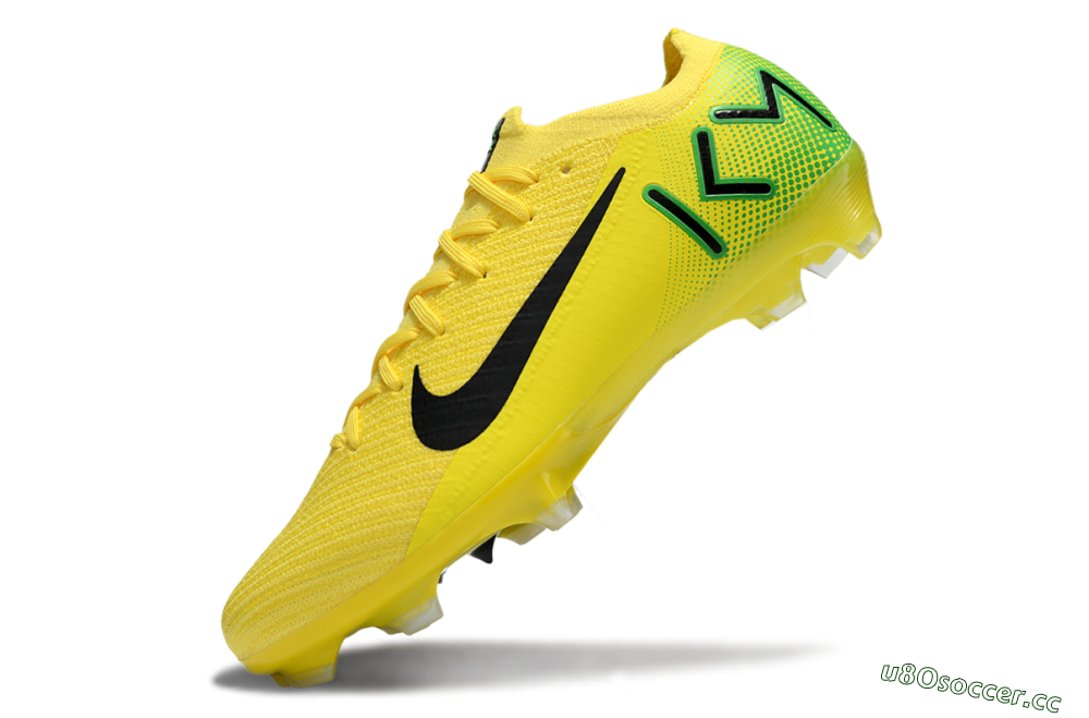 Men's KM x Nike Air Zoom Mercurial Vapor 16 Elite FG Firm Ground Low-Tops Football Boots - Yellow/Black/Green 6