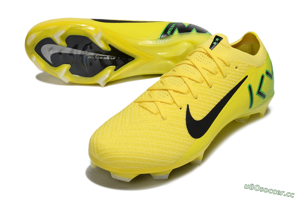 Men's KM x Nike Air Zoom Mercurial Vapor 16 Elite FG Firm Ground Low-Tops Football Boots - Yellow/Black/Green 3