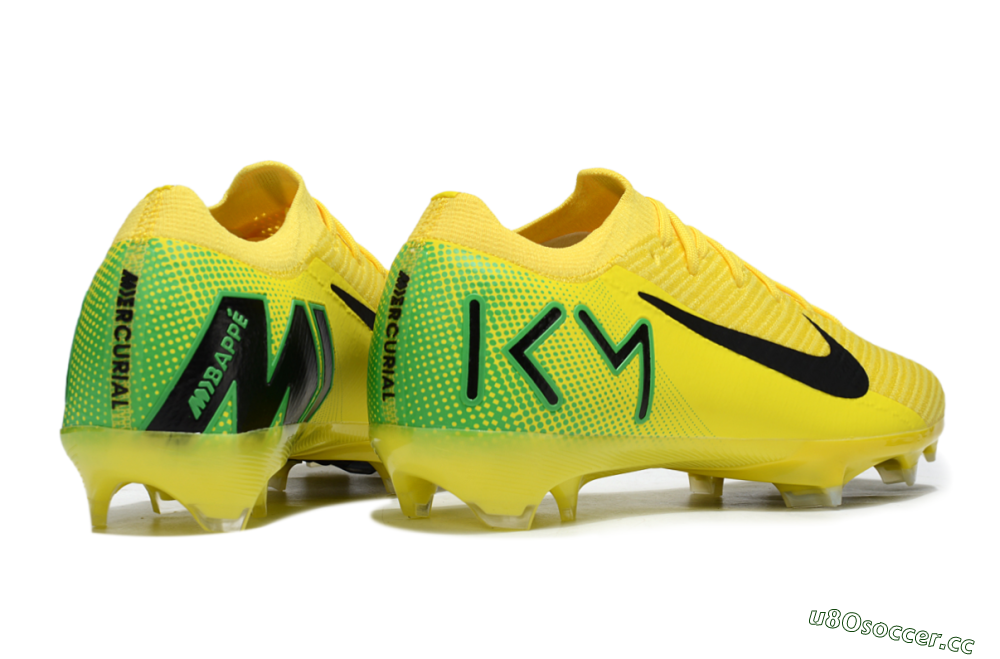 Men's KM x Nike Air Zoom Mercurial Vapor 16 Elite FG Firm Ground Low-Tops Football Boots - Yellow/Black/Green 7