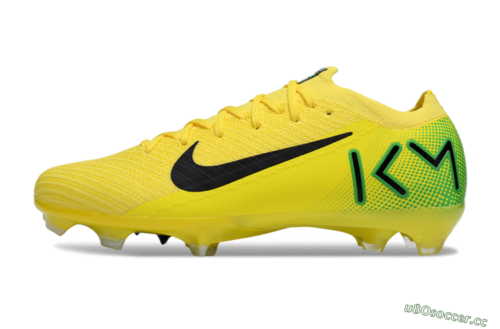 Men's KM x Nike Air Zoom Mercurial Vapor 16 Elite FG Firm Ground Low-Tops Football Boots - Yellow/Black/Green 0