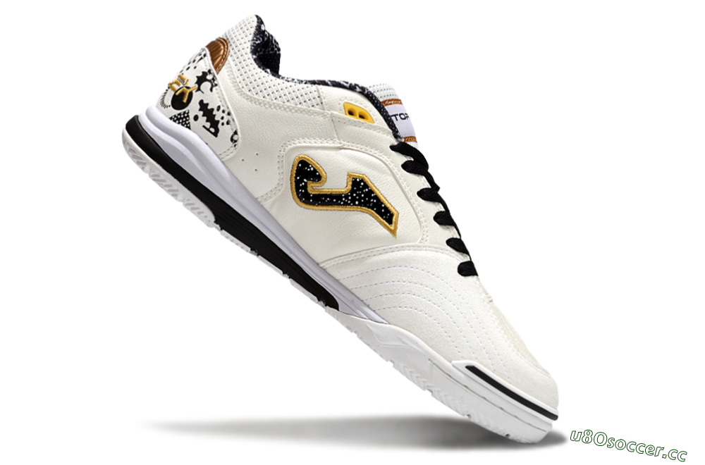 Men's Joma Top Flex IC Indoor & Futsal Low-Tops Football Shoes - White/Black/Gold 4
