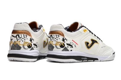 Men's Joma Top Flex IC Indoor & Futsal Low-Tops Football Shoes - White/Black/Gold