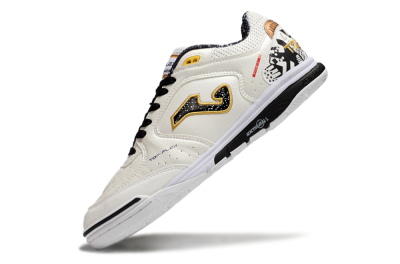 Men's Joma Top Flex IC Indoor & Futsal Low-Tops Football Shoes - White/Black/Gold