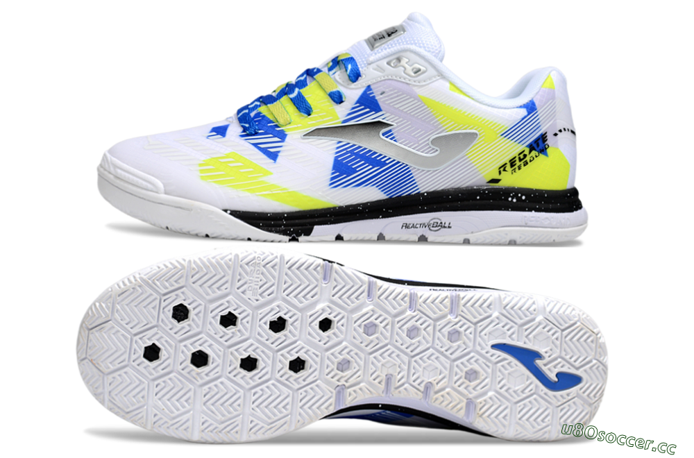Men's Joma Top Flex IC Indoor & Futsal Low-Tops Football Shoes - White/Blue/Yellow 1