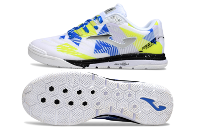 Men's Joma Top Flex IC Indoor & Futsal Low-Tops Football Shoes - White/Blue/Yellow
