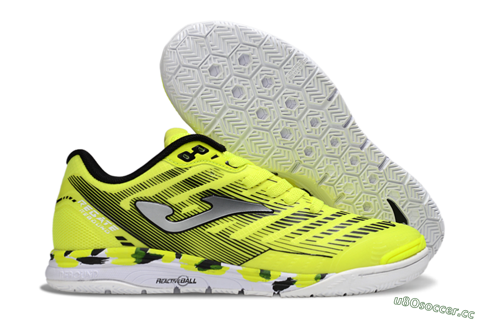 Men's Joma Top Flex IC Indoor & Futsal Low-Tops Football Shoes - Yellow/Silver/Black 2