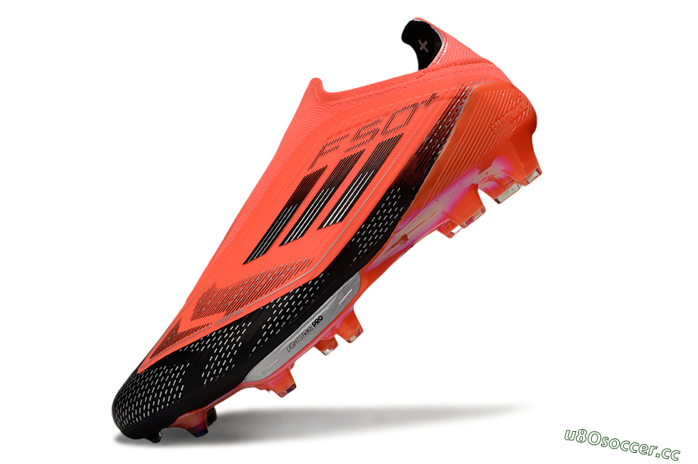 Unisex Adidas F50+ Elite Lightstrike Pro Laceless FG Firm Ground Low-Tops Football Boots - Red/Black/Silver 6