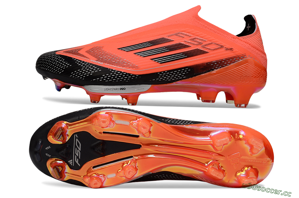 Unisex Adidas F50+ Elite Lightstrike Pro Laceless FG Firm Ground Low-Tops Football Boots - Red/Black/Silver 1