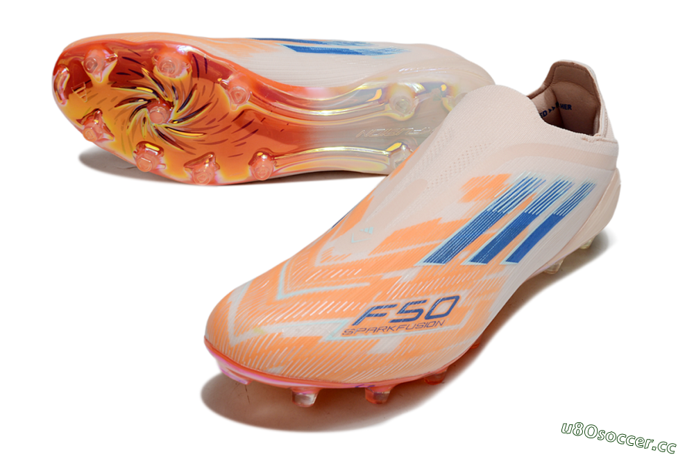 Men's Adidas F50 Elite Laceless FG Firm Ground Low-Tops Football Boots - Pink/Orange/Blue 3