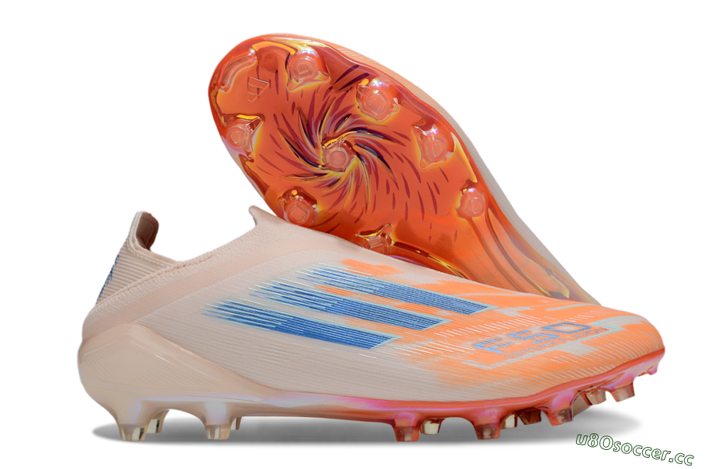 Men's Adidas F50 Elite Laceless FG Firm Ground Low-Tops Football Boots - Pink/Orange/Blue 2