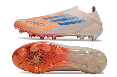 Men's Adidas F50 Elite Laceless FG Firm Ground Low-Tops Football Boots - Pink/Orange/Blue