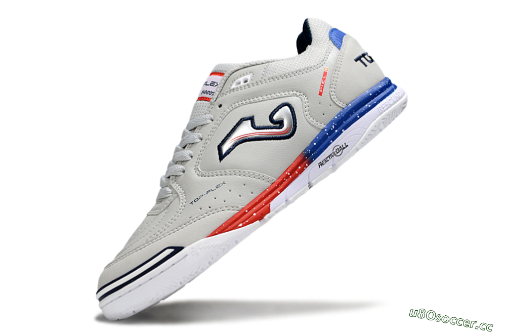 Men's Joma Top Flex IC Indoor & Futsal Low-Tops Football Shoes - Grey/Blue/Silver 5