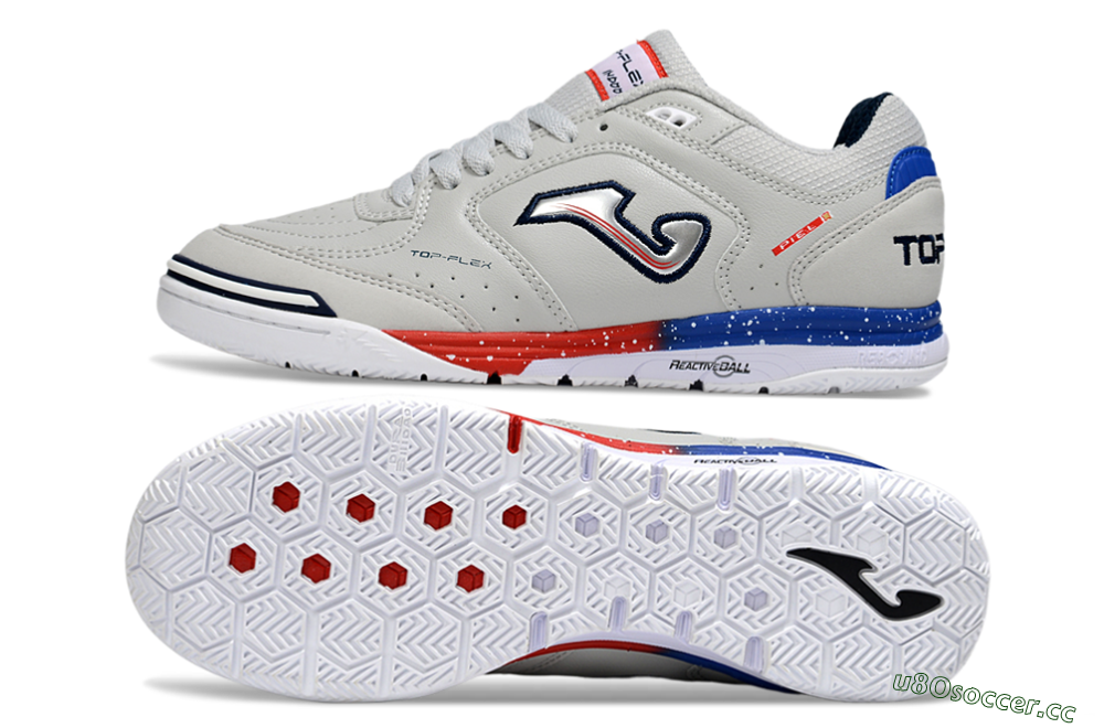 Men's Joma Top Flex IC Indoor & Futsal Low-Tops Football Shoes - Grey/Blue/Silver 1