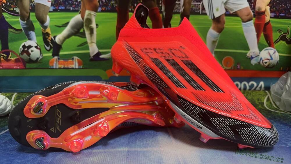 Unisex Adidas F50+ Elite Lightstrike Pro Laceless FG Firm Ground Low-Tops Football Boots - Red/Black/Silver