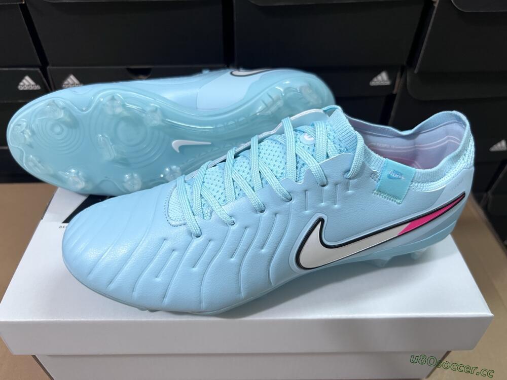 Unisex Nike Tiempo Legend 10 Elite FG Firm Ground Low-Tops Football Boots - Jade/White/Pink