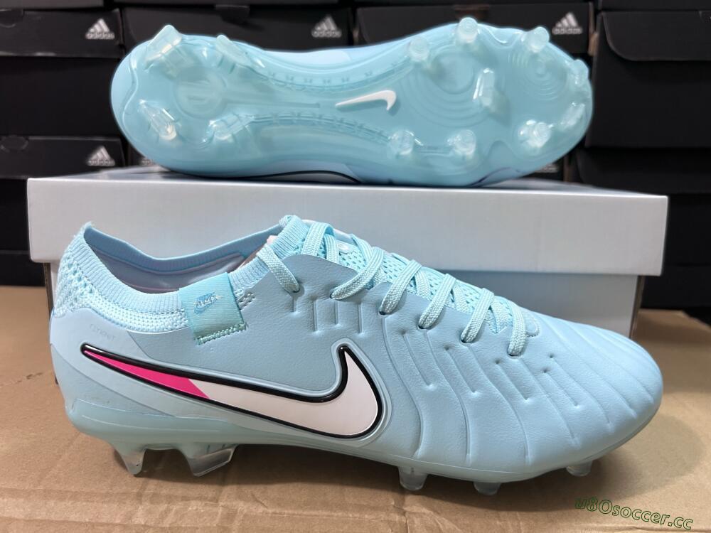 Unisex Nike Tiempo Legend 10 Elite FG Firm Ground Low-Tops Football Boots - Jade/White/Pink